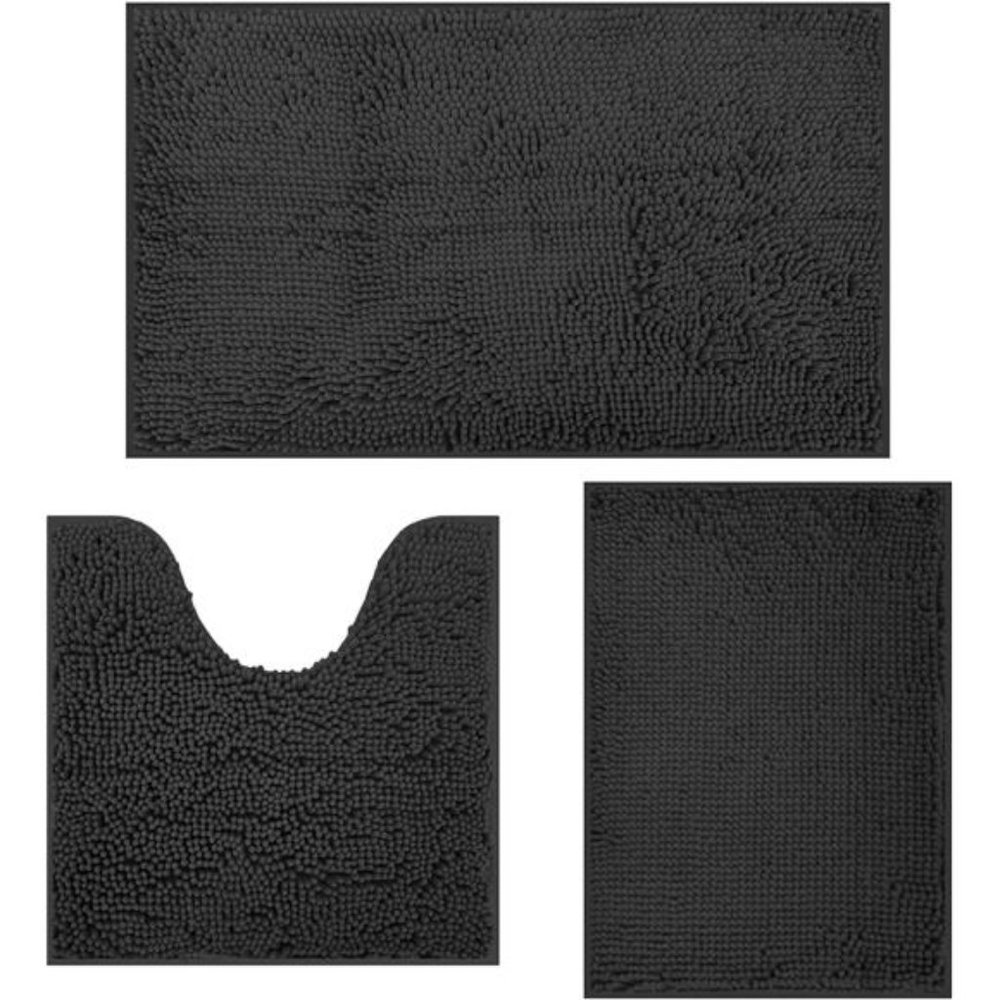 Bathroom Rugs Set 3 Piece Ultra Soft Non-Slip Bath Rugs and Mats Set, Absorbent
